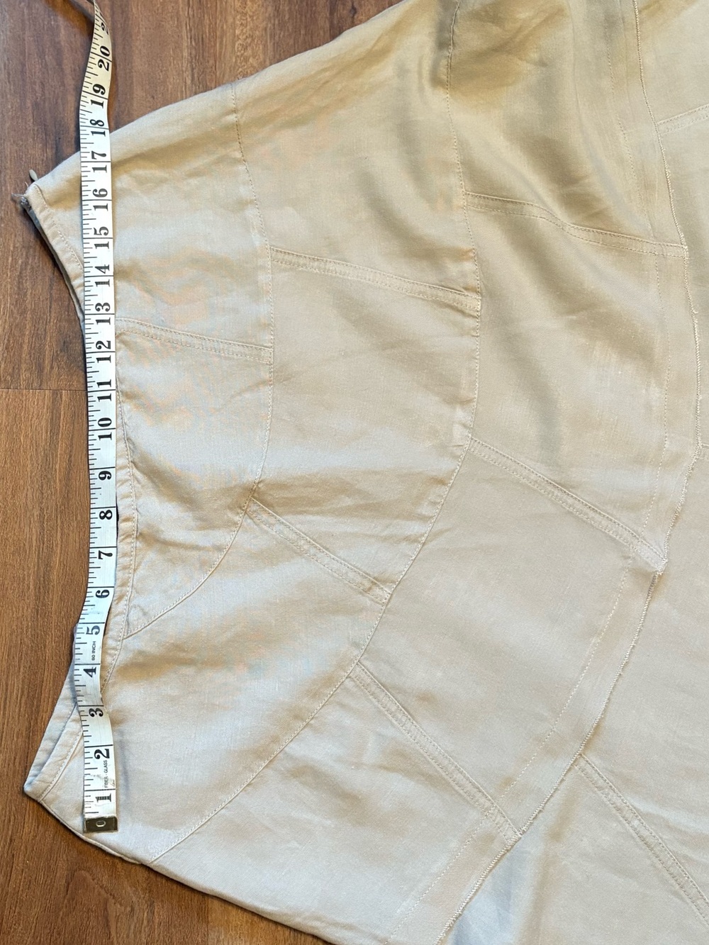 Sandro Sportswear Linen Asymmetrical Tiered A-line Midi Full Skirt Size 12 Tan - Picture 6 of 10